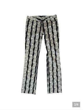 Yoana Baraschi Vintage Y2K Women’s 2 Black Cream Medallion Print Trousers Pants